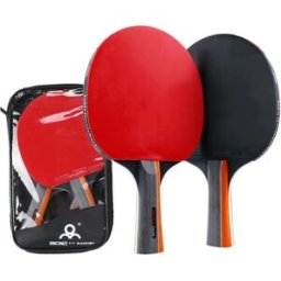 INF Set de raquettes de tennis de table manche long avec housse étanche anti-choc, lame en peuplier, caoutchouc inversé