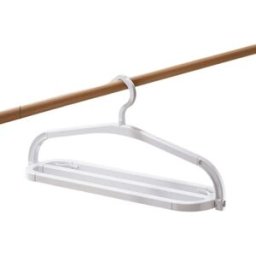 INF Cintre rétractable pliant pour draps et serviettes - plastique blanc avec rainure antidérapante et clips coupe-vent