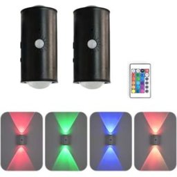 INF Projecteur ambiant double tête à capteur de mouvement 2-pack - Montage magnétique, télécommande 16 couleurs, LED Le noir