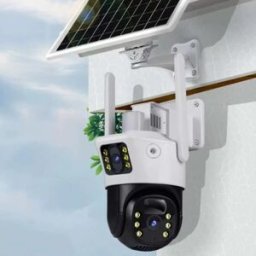 INF Caméra de surveillance solaire 4G double objectif 8MP IP65 - Vision nocturne 25m, audio bidirectionnel, compatible avec V380 Blanc