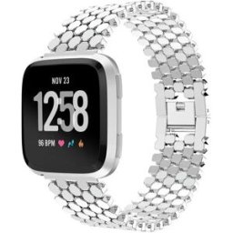 INF Bracelet de montre en acier inoxydable pour montre intelligente Fitbit Versa Series - Design à écailles de poisson Fitbit Argent Fitbit Versa
