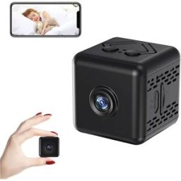 INF Mini caméra de sécurité HD WiFi noire - cube 3.3cm, vision nocturne, prise en charge carte TF, fixation magnétique,
