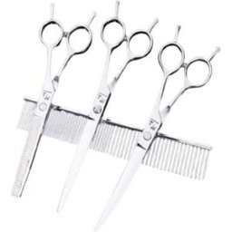 INF Kit de ciseaux pour chiens avec ciseaux, chiffon de nettoyage et peigne