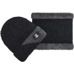 INF Ensemble Bonnet et Écharpe Hiver Chenille - Protection Coupe-Vent Épaissie Le noir