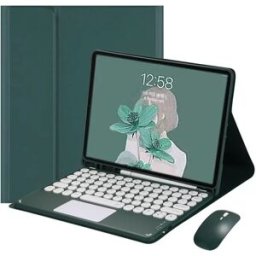 INF Étui Clavier Bluetooth Vert + Clavier Amélioré Compatible avec Samsung Galaxy Tab A9 8.7 pouces (avec Touches Carrées)