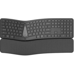 INF Clavier Ergonomique Bluetooth 2.4G Sans Fil Rechargeable - Touches Silencieuses avec Repose-Poignet