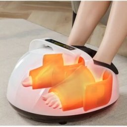 INF Élégant masseur de pieds blanc avec télécommande sans fil, 9 niveaux d'intensité, compression d'air et chaleur Blanc