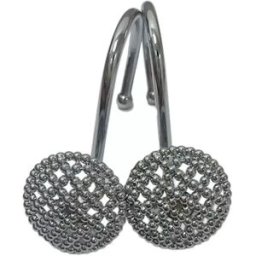 INF Crochets de rideau amovibles (12 pièces) - Alliage de zinc, boule en maille creuse, options multicolores Argent