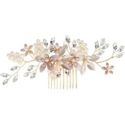 INF Peigne à cheveux de mariée doré avec strass