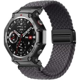 INF Bracelet Magnétique Tressé Élastique Compatible avec Amazfit T-Rex 2 - Bracelet de Montre en Nylon Gris