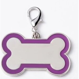 INF Pack de 2 médailles d'identification pour animaux en métal avec bordure colorée en forme d'os - Gravure personnalisée pour Violet
