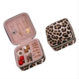 INF Boîte à bijoux portable avec imprimé léopard