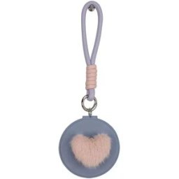 INF Miroir de poche avec pompon - Lavande violet avec pompon en forme de cœur, double face et pliable