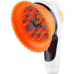 INF Brosse de bain massage 2-en-1 pour animaux - Pulvérisateur de douche portable avec dents de massage en silicone, outil de Blanc