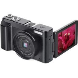 INF Appareil photo numérique noir 48MP, HD 1080p avec zoom 16x, écran rabattable
