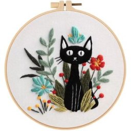 INF Kit de démarrage de broderie à la main DIY avec motif de chat et cercle ajustable