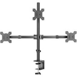 INF Support bureau triple écran - Bras réglable 360° pour écrans 14-27 inch en acier laminé à froid, gestion des câbles, charge