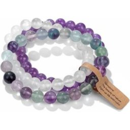 INF Ensemble de Bracelets Élastiques en Perles de Pierre Volcanique - Agate Œil de Chat Multicolore (3 pièces)