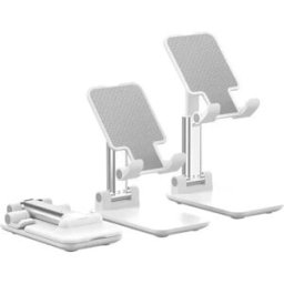 INF Support de bureau télescopique réglable pour téléphone et tablette - Pliable, multi-angles, antidérapant et portable Blanc