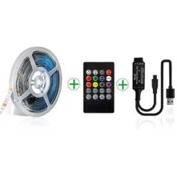 INF Kit de bandes lumineuses LED RVB 5M avec télécommande musicale à 20 touches