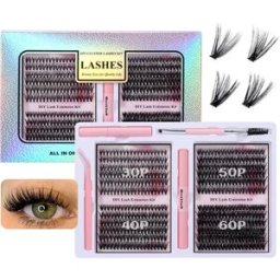 INF Kit de Faux Cils Style Élégant (Ensemble Double Carte de 6 pièces) - Kit d'Extension de Cils à Faire Soi-Même