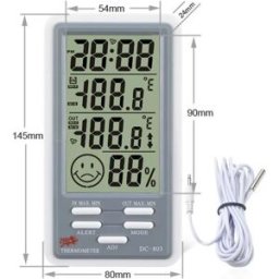 INF Thermomètre numérique multifonction avec grand écran