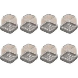 INF Protection Carrée Transparente pour Pieds de Chaise - 19 mm, Base Grise - Lot de 8