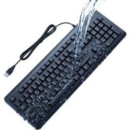 INF Clavier multimédia ergonomique IPX7 étanche - touches membrane lavables, repose réglable, USB Plug and Play, compatible