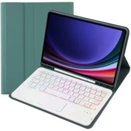 INF Étui Clavier Bluetooth Vert Foncé avec Pavé Tactile et Rétroéclairage Compatible avec Samsung Galaxy Tab S9+/S10+/S9 Plus