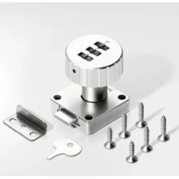 INF Serrure mécanique à combinaison 3 chiffres pour tiroir - Verrou sans clé à cadran rotatif, gâche en acier haute teneur en Argent