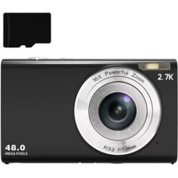 INF Appareil photo numérique 48MP 2,7K FHD zoom numérique 16X, webcam, mise au point automatique Le noir