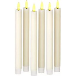 INF Ensemble de 6 bougies LED coniques rechargeables avec télécommande, cire véritable