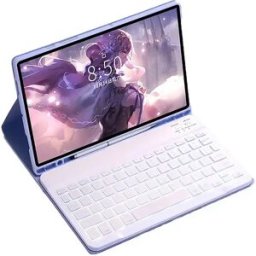 INF Étui Clavier Bluetooth Violet avec Rétroéclairage Compatible avec Samsung Galaxy Tab S7+/S7 Plus 12.4 pouces