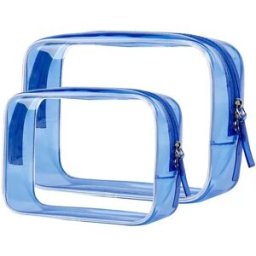 INF Ensemble de sacs de rangement transparents 2 pièces - Idéal pour les voyages et le maquillage Bleu
