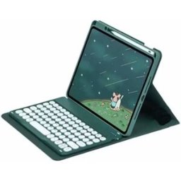 INF Étui Clavier Bluetooth Vert Foncé avec Touches Rondes pour iPad Pro (M4) 11 pouces 2024