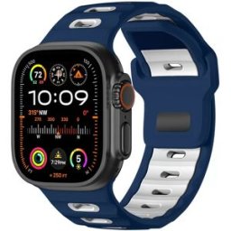 INF Bracelet en silicone pour Apple Watch 38/40/41mm Bleu + Blanc