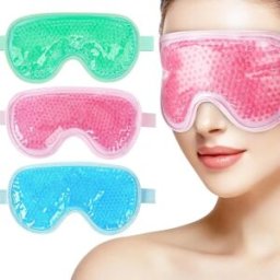 INF Lot de 3 masques oculaires en gel rafraîchissant - Masque oculaire en billes de gel chaud et froid, occultant, couleurs