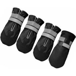 INF Chaussures d'extérieur pour animaux Pack de 4 – Bottines antidérapantes en spandex avec élastique réglable et Velcro, L Le noir