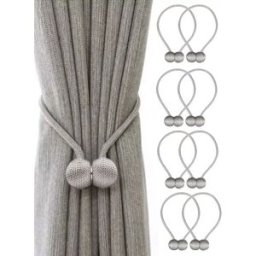INF Support de rideau magnétique Gris argenté Paquet de 8