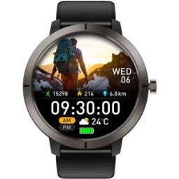 INF Smartwatch GPS avec positionnement multi-satellite, écran AMOLED et appel Bluetooth Le noir