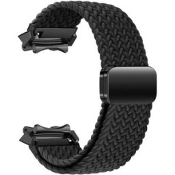 INF Bracelet de montre magnétique tressé élastique compatible avec Amazfit T-Rex 3 - Bracelet en nylon confortable Le noir