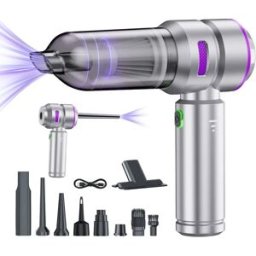 INF Aspirateur main sans fil pour voiture - Batterie 6000mAh, Charge rapide Type-C, Aspiration 16000Pa, Silencieux 70dB, Mini Argent