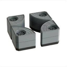 INF Lot de 4 patins rehausseurs à double couche pour machine à laver - Patins en plastique gris antidérapants et amortissants