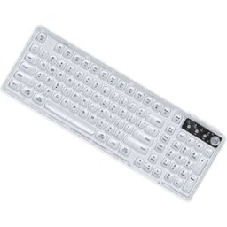 INF Clavier filaire 99 touches rétroéclairé RGB avec molette de volume multimédia, étanche et câble Type-C détachable, Blanc