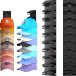 INF Support mural multicouche pour casquettes de baseball - Rangement facile pour chapeaux Le noir
