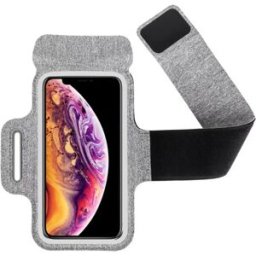 INF Brassard pour téléphone en néoprène résistant à la transpiration, compatible avec les écrans tactiles de 5,5 à 6,5 pouces, Gris