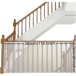 INF Filet de sécurité épaissi pour escaliers et balcons - Filet PE haute densité anti-chute 300cm x 74cm avec fixation par Blanc