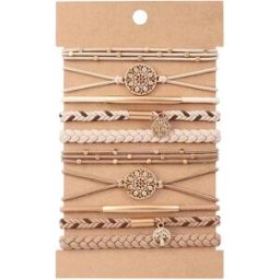 INF Bracelet Élastique à Cheveux Chic Beige et Abricot - Carte Kraft