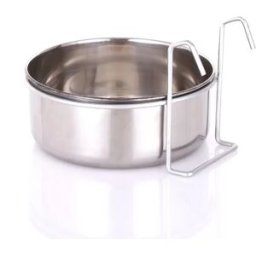 INF Gamelle suspendue en acier inoxydable pour animaux - Gamelle pour chien et chat à fixer sur la cage L