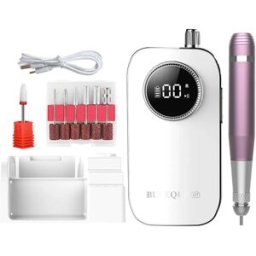 INF Lime à Ongles Électrique Portable Rechargeable 45000RPM - Avec Écran LCD Blanc